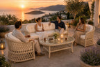 Bodrum 5 Kişilik Kapitoneli Minderli Rattan Bahçe Oturma Grubu