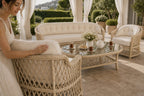 Bodrum 5 Kişilik Kapitoneli Minderli Rattan Bahçe Oturma Grubu