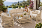 Bodrum 5 Kişilik Kapitoneli Minderli Rattan Bahçe Oturma Grubu