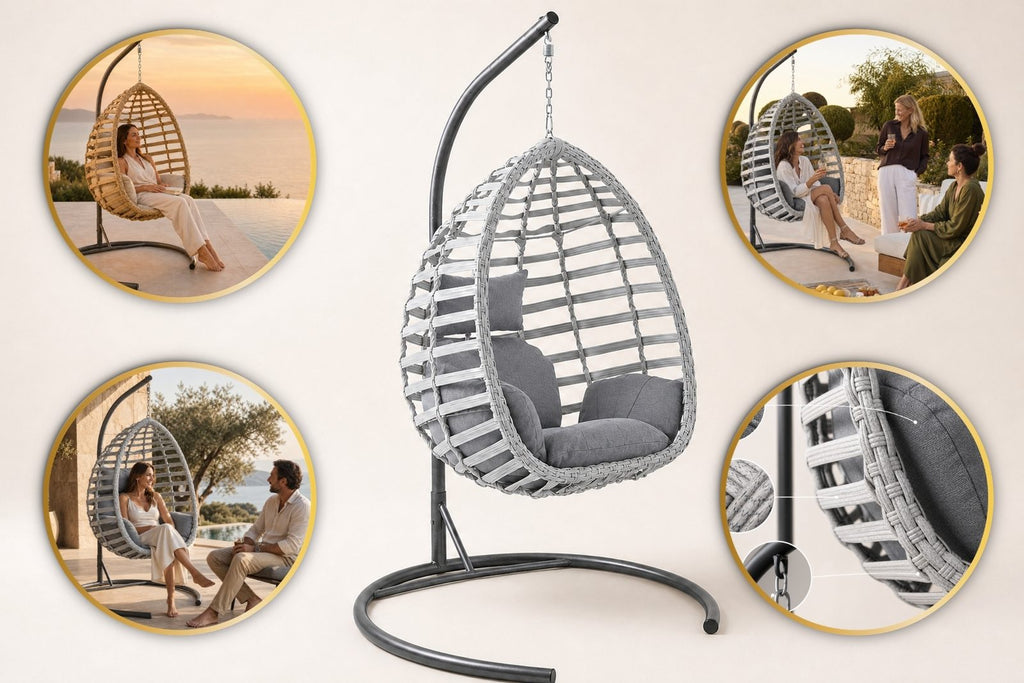 Fındık Tekli Rattan Bahçe & Balkon Salıncağı