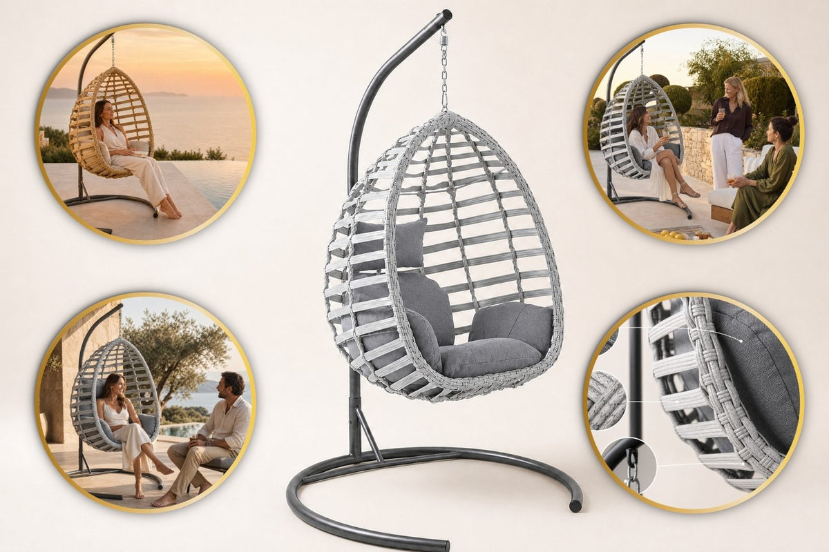 Fındık Tekli Rattan Bahçe & Balkon Salıncağı