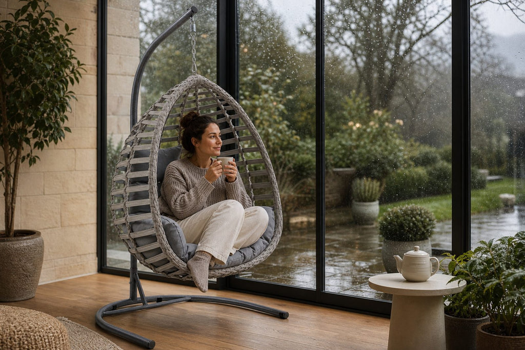 Fındık Tekli Rattan Bahçe & Balkon Salıncağı