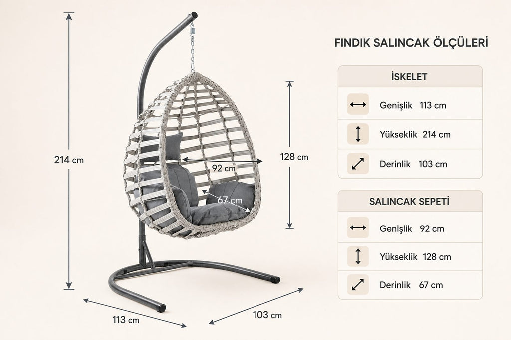 Fındık Tekli Rattan Bahçe & Balkon Salıncağı