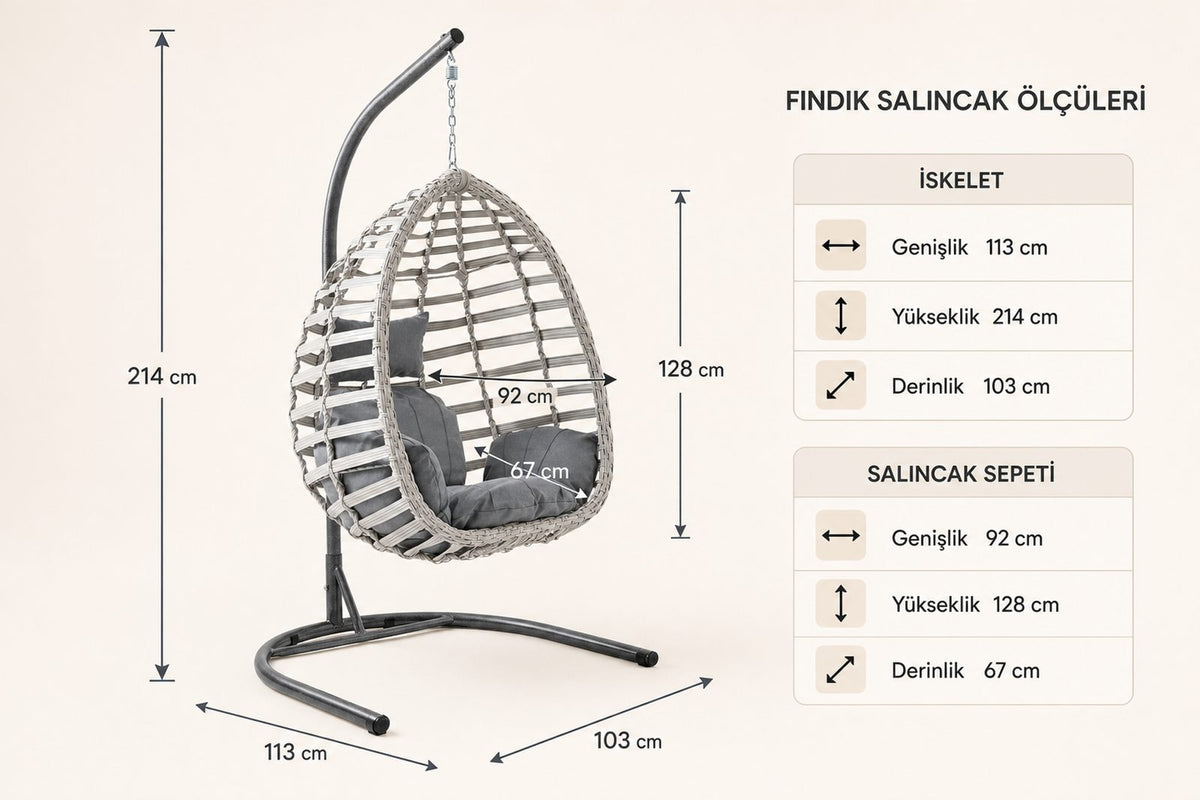 Fındık Tekli Rattan Bahçe & Balkon Salıncağı