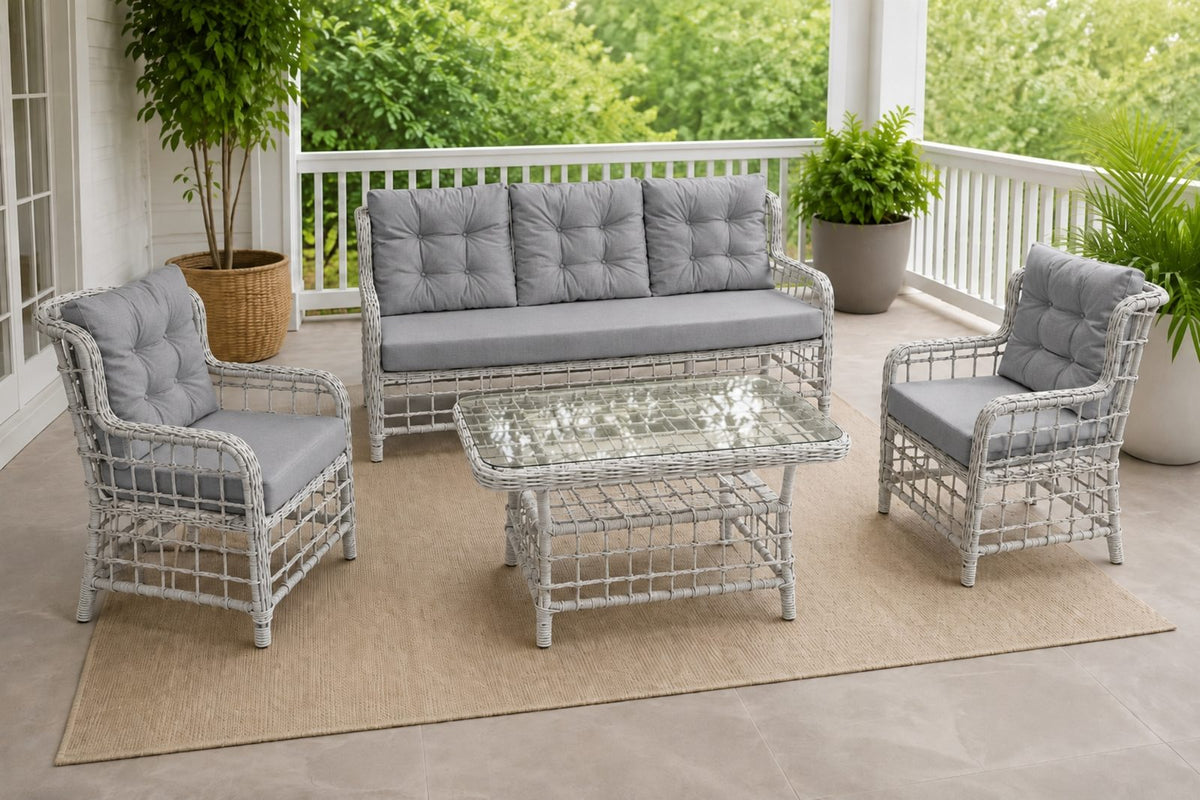 Hilvan 5 Kişilik Alüminyum Rattan Bahçe Oturma Grubu