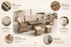 Kapadokya Maxi 6 Kişilik Minderli Rattan Bahçe & Teras Takımı