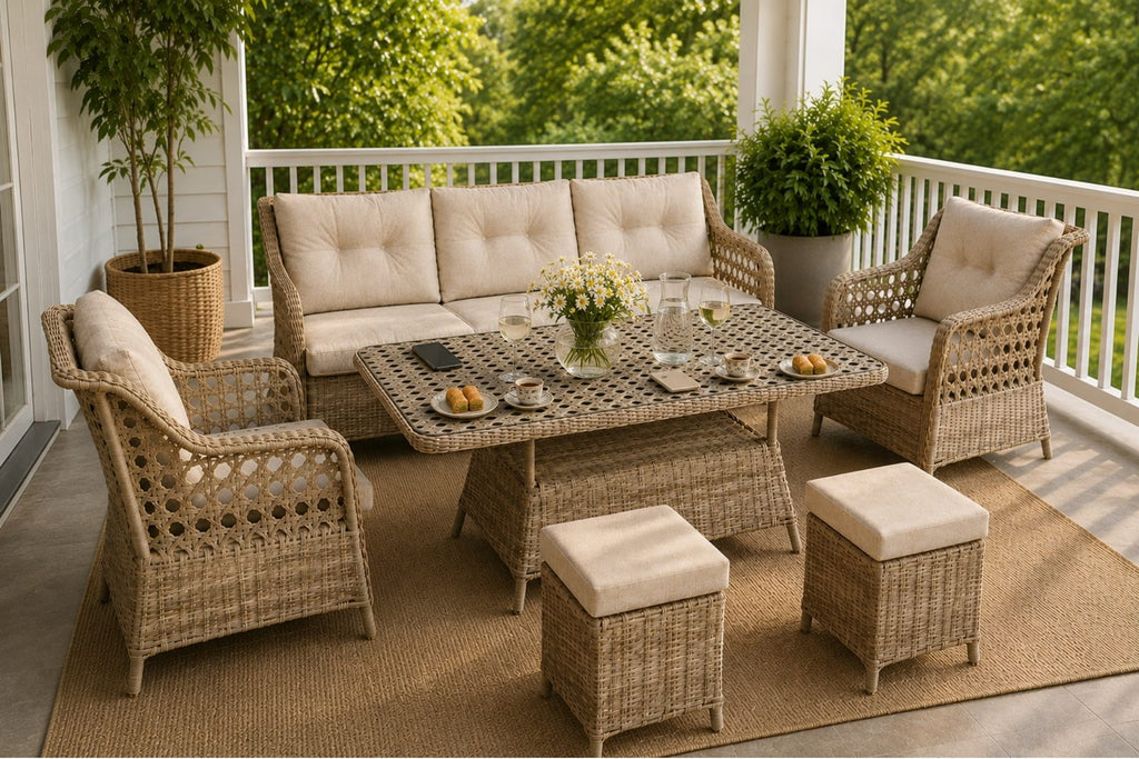 Kapadokya Maxi 6 Kişilik Minderli Rattan Bahçe & Teras Takımı